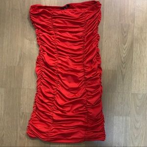 Red ruched dress